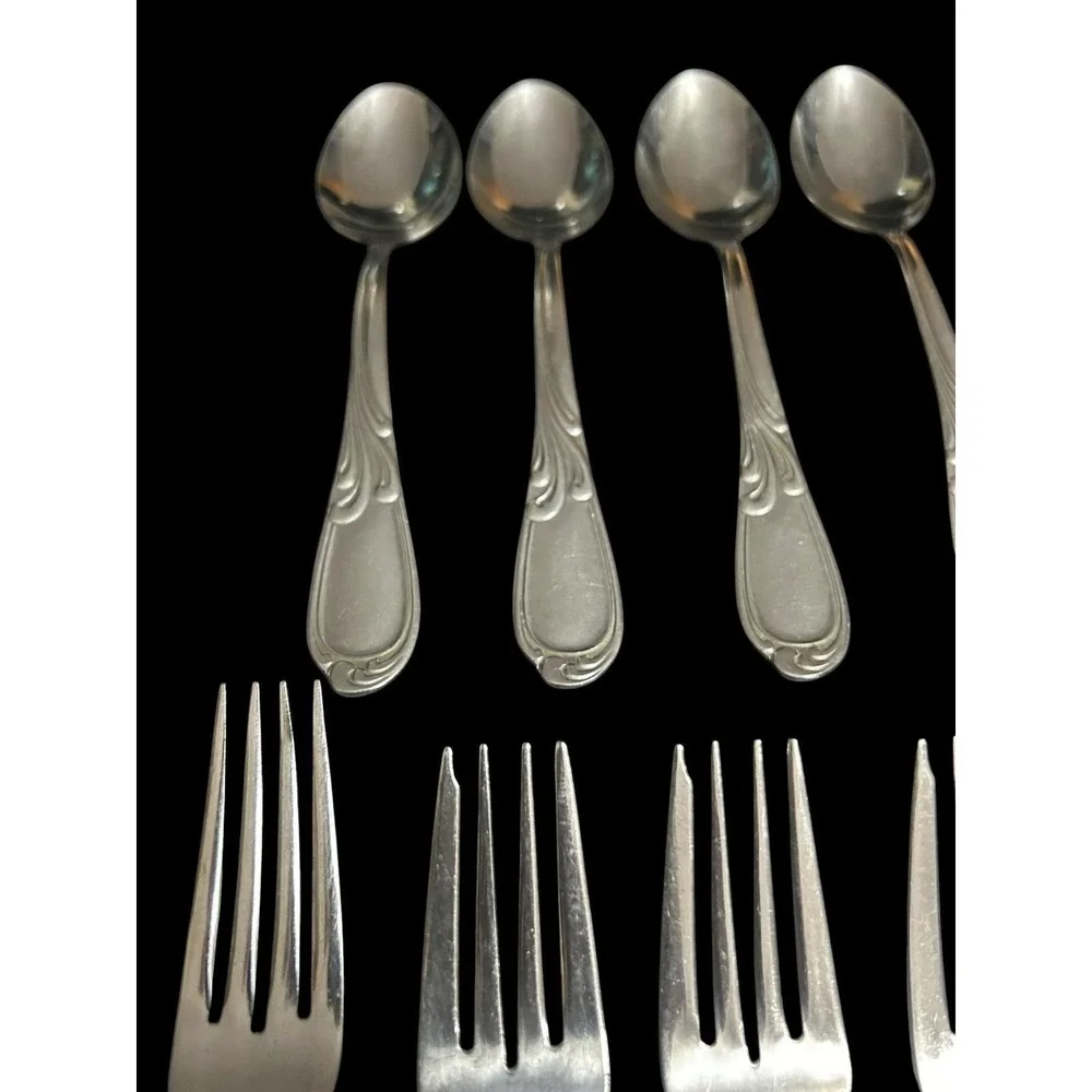 Vintage Farberware China Stainless Flatware Replacement Lot 9 Piece Scroll Motif